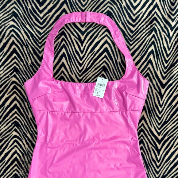 Pink Faux Pink Leather Dress for Bachelorette Party, Dance or Costume Party. - Picture 4 of 13